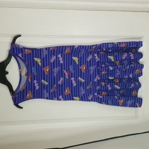 DC Super Hero Girls Purple Stripes 7/8 Girls Casual Sleeveless Dress